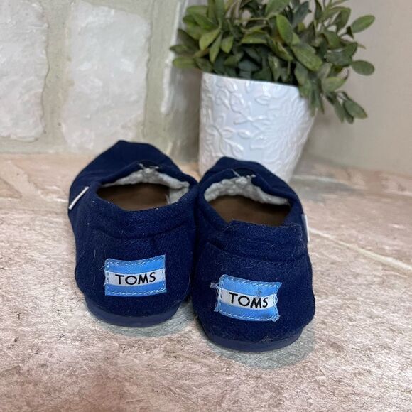 Toms navy blue canvas wool lined slip-ons sz 5.5 - Picture 4 of 6